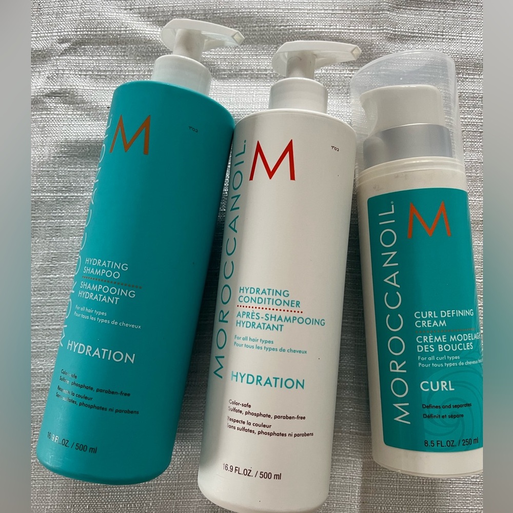 Moroccanoil  Shampoo and Conditioner 16.9 oz each & Defining Curl Cream 8.5 oz